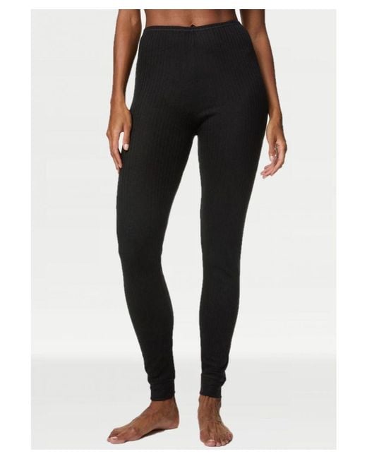 Marks & Spencer Black M & S 2 Pack Thermal Pointelle Leggings
