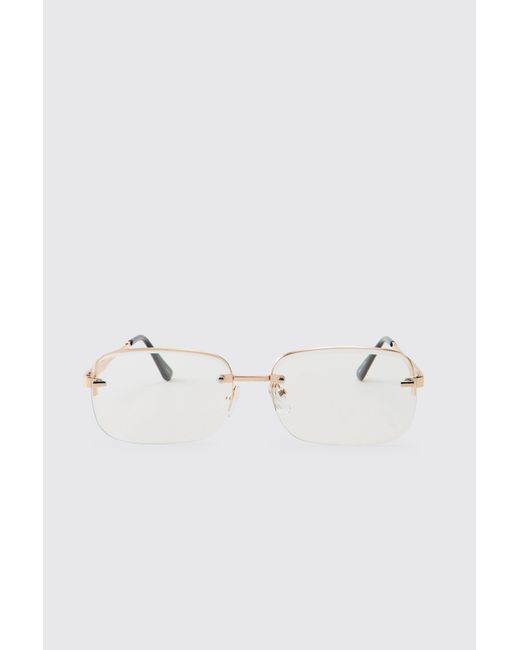 BoohooMAN Multicolor Rectangular Rimless Tinted Sunglasses for men
