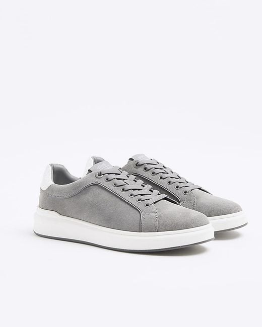River Island White Chunky Trainers Suede Lace Up Pu for men