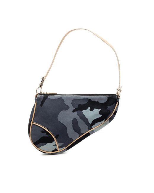 Dior Blue Pre-Owned Mini Canvas Camouflage Saddle Pochette