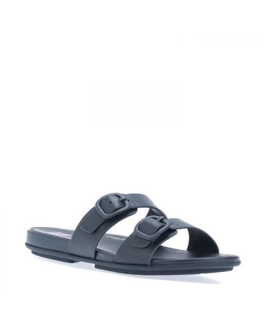Fitflop Blue Womenss Fit Flop Gracie Rubber-Buckle Two-Bar Sandals