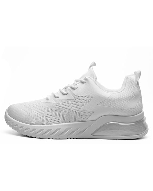 Crosshatch White Earsdon Flyknit Memory Foam Trainers for men