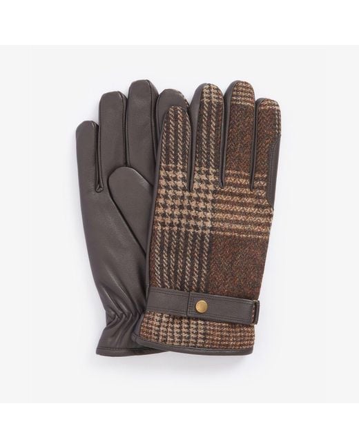 Barbour Brown Deveron Tweed Glove Rustic Mix for men