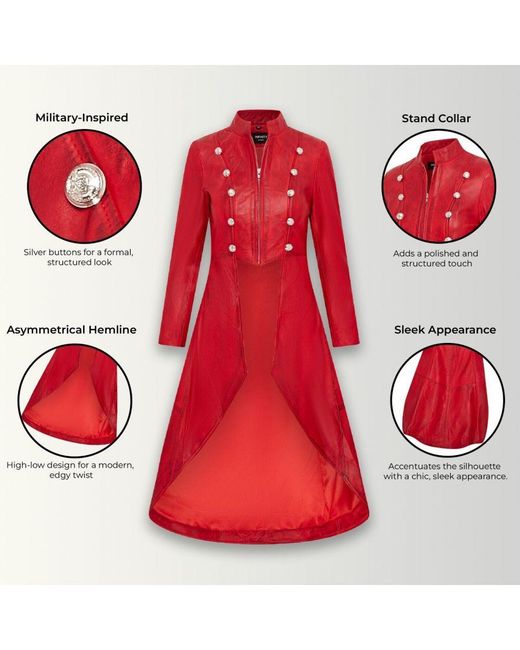 Infinity Leather Red Gothic Full Length Edwardian Coat
