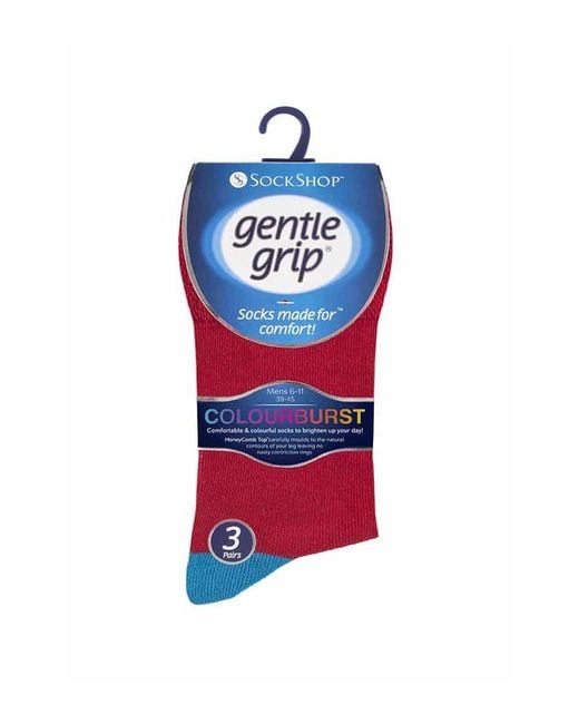 Gentle Grip Blue 6 Pairs Non Elastic Socks for men