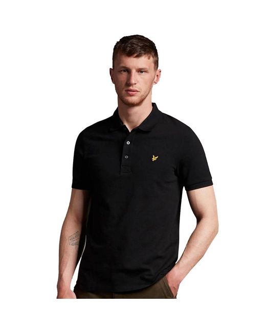 Lyle & Scott Black Plain Polo Shirt for men