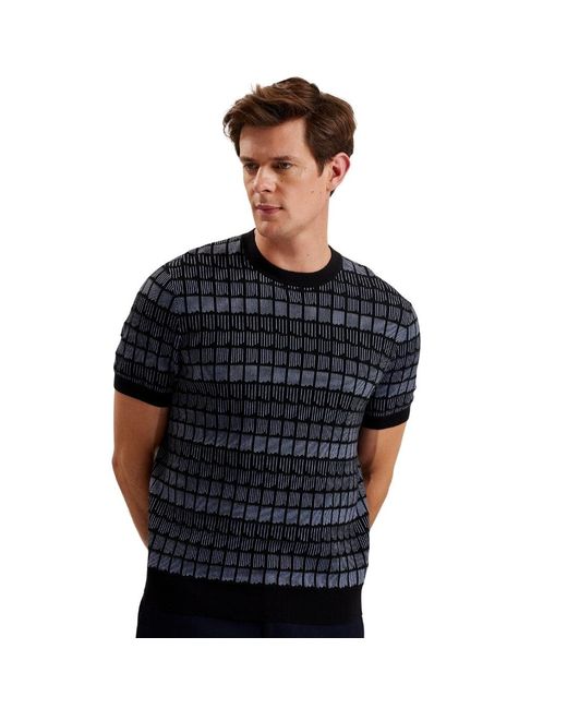 Ted Baker Blue Srevel Regular Jacquard T-Shirt Cotton for men