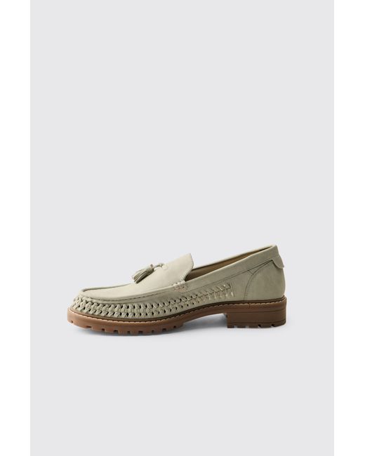 BoohooMAN Natural Faux Suede Weave Track Sole Loafer for men