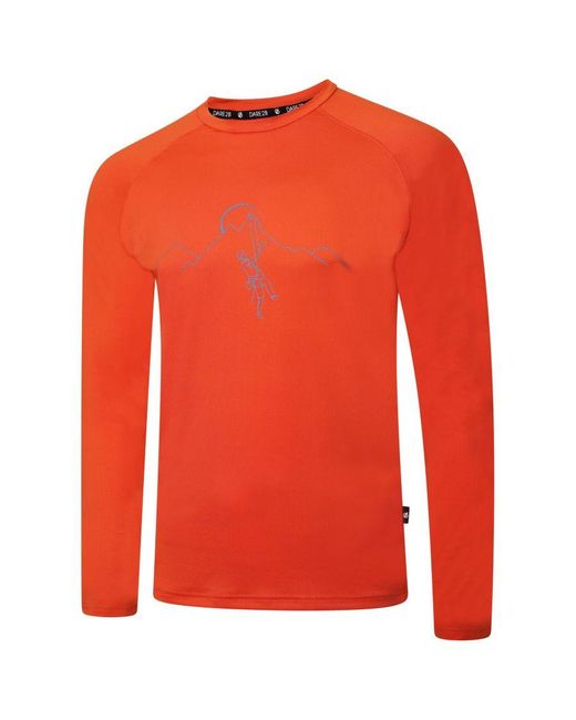Dare 2b Red Righteous Ii Mountain Climbing Recycled Long-Sleeved T-Shirt (Burnt) for men