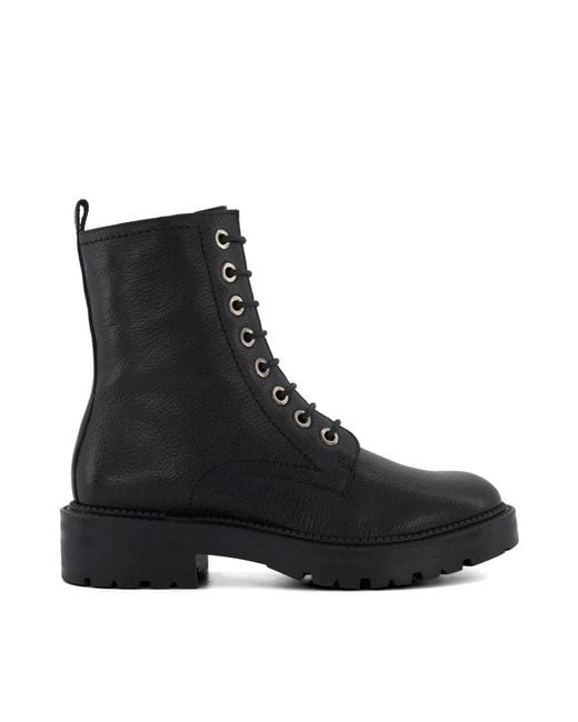 Dune Black Ladies Cleated-Sole Hiker Boots Press