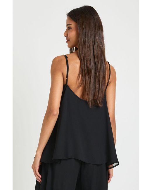 Boohoo Black Chiffon Volume Cami Top