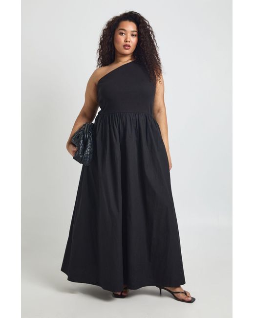Boohoo Blue Plus Rib Cotton Mix Midaxi Dress
