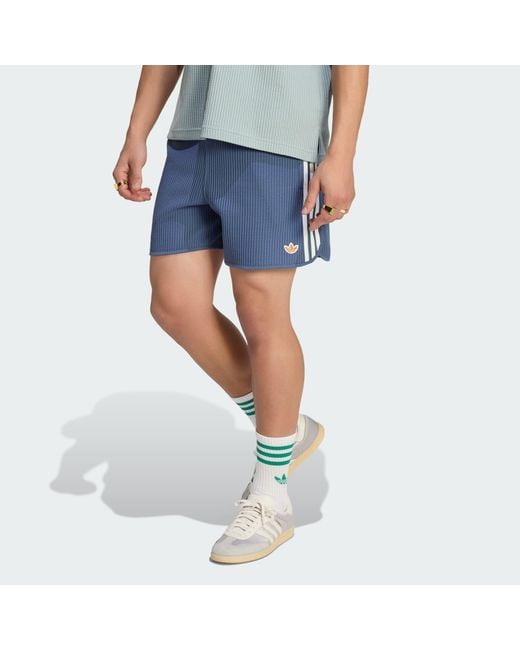 Adidas Originals Blue Waffle Knit Sprinter Shorts for men
