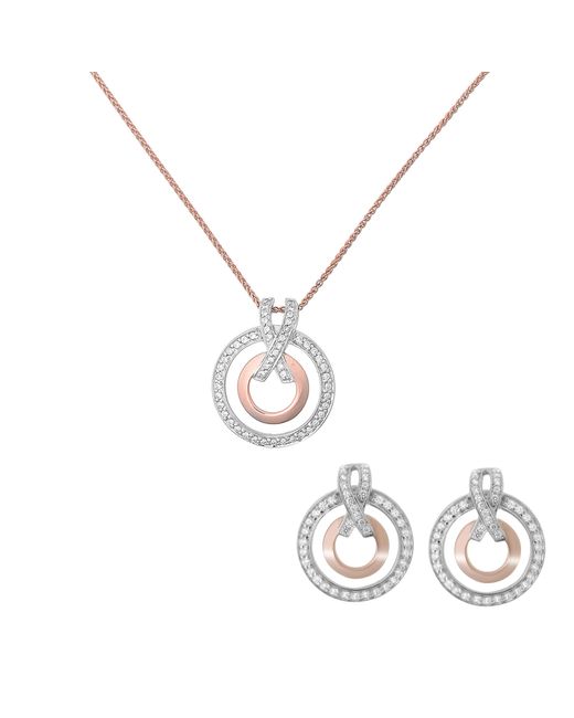 Orphelia Metallic 'Azalea' 925 Sterling Set: Chain-Pendant + Earrings
