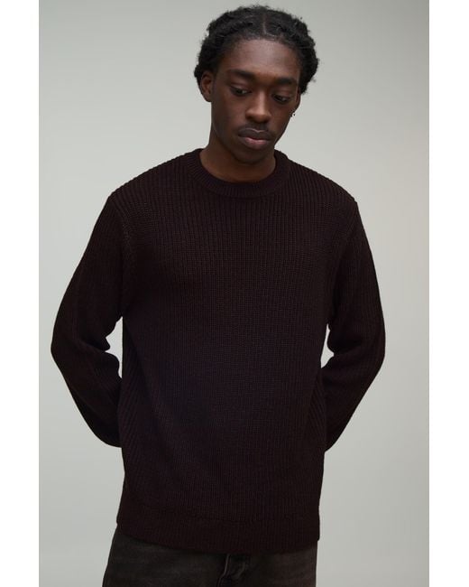BoohooMAN Black Regular Fit Ribbed Knitted Jumper for men