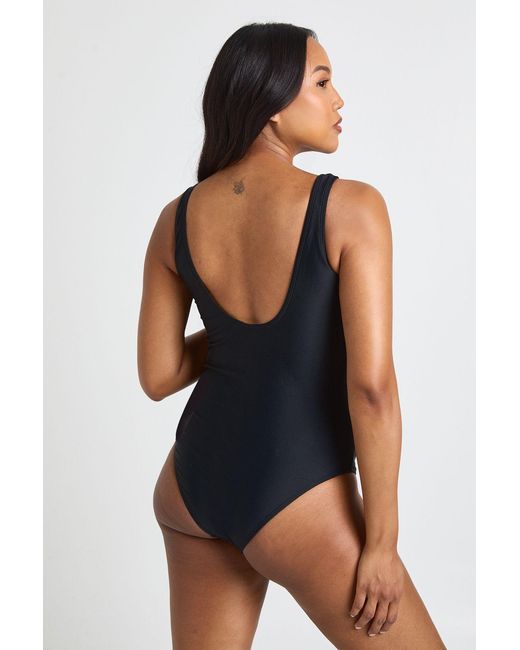 Boohoo Blue Maternity Knot Detail Swimsuit
