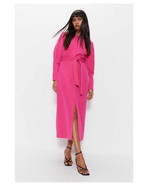 Warehouse Pink Tailored Midi Dress