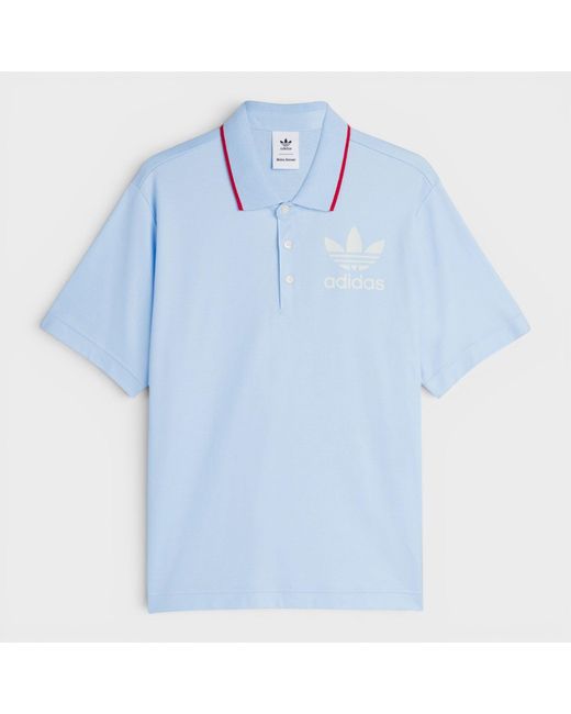 Wales Bonner Blue Adidas Originals Short Sleeve Polo Glow Jj2943 Polycotton for men