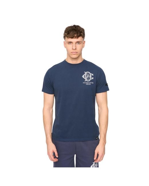 Duck and Cover Blue Randolph Logo Casual T-Shirt Cotton for men