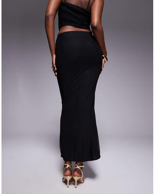 Missy Empire Black Slinky Mesh Overlay Maxi Skirt Co-Ord
