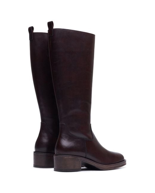 Hush Puppies Brown Antonia Long Leather Chocolate Heeled Knee High Boots