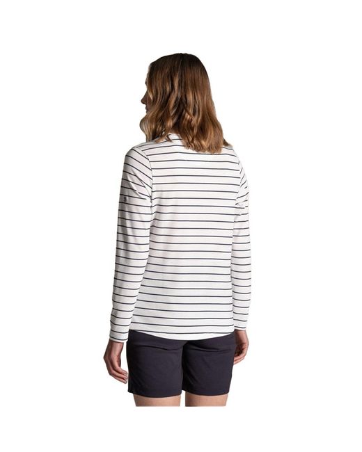 Craghoppers White Ladies Akona Striped Nosilife Long-Sleeved T-Shirt (Sail/