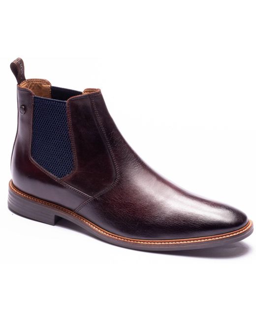 Base London Blue Kensington Leather Washed Boots for men