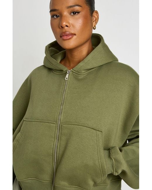 Boohoo Green Plus Balloon Sleeve Zip Up Hoodie