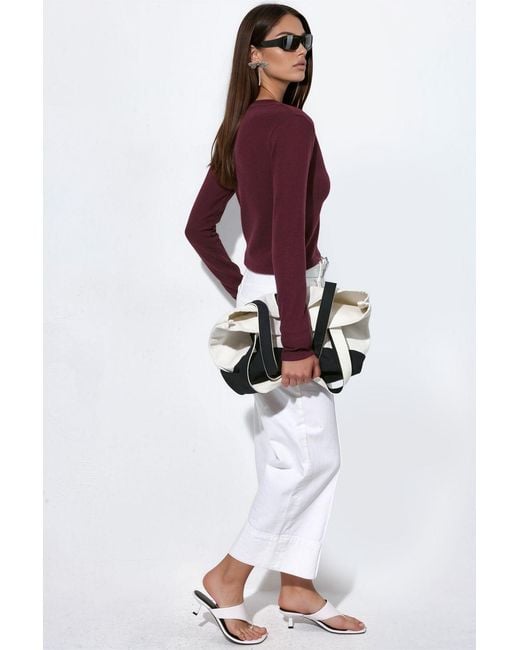 Busem Purple Cropped Ribbed Button Cardigan