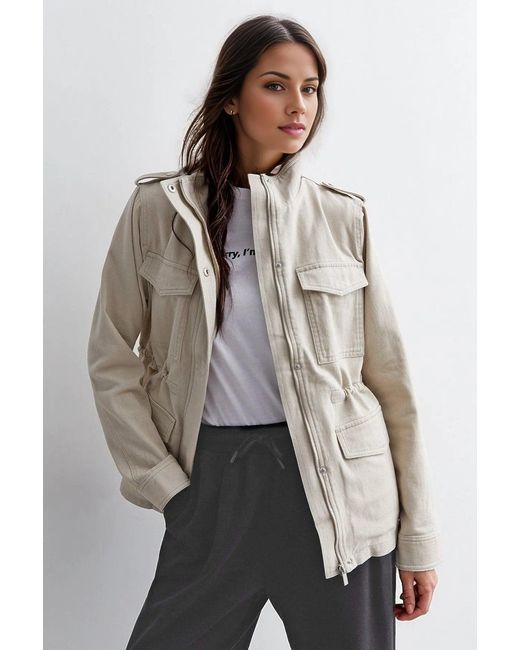 New Look Gray Canvas Military Jacket