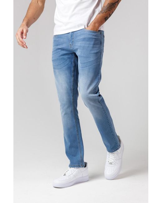 Firetrap Blue Mid Straight Leg Cotton Rich Jeans for men