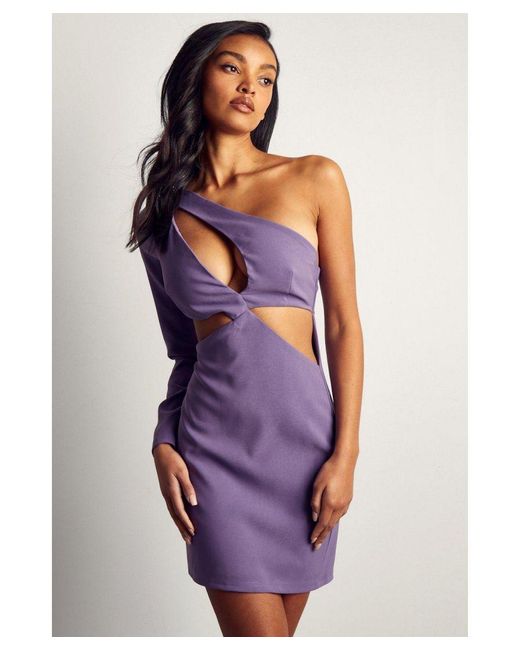 MissPap Purple Premium Asymmetric Cut Out Mini Dress