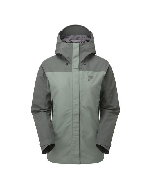 Sprayway Gray Ladies Waterproof Gore-Tex Hooded Hiking Jacket Rain Shell Coat With Pockets