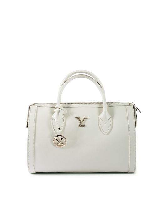Versace 19.69 Abbigliamento Sportivo White V Handbag V014 Saffiano-G Crema