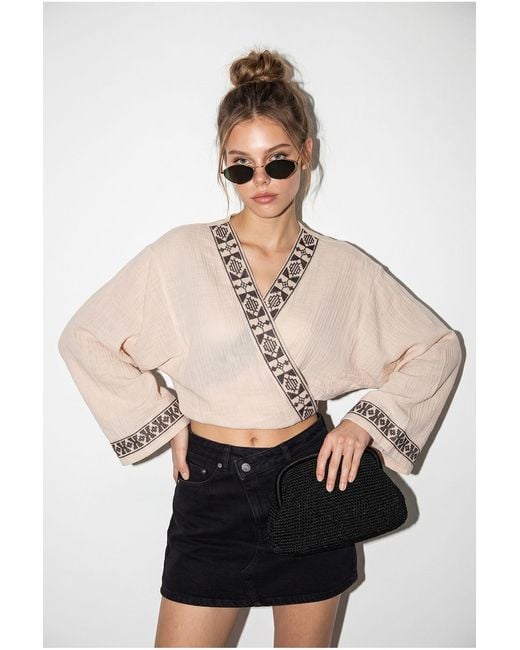 Bianco Lucci Natural Cotton Blouse