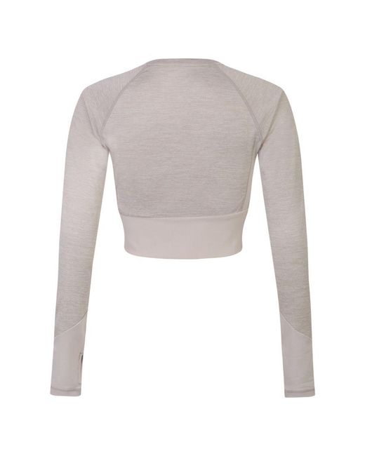 Umbro Gray Ladies Pro Training Long-Sleeved Crop Top Marl)