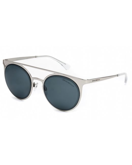 Armani Black Emporio Round Metal Sunglasses Shiny Mirrored for men