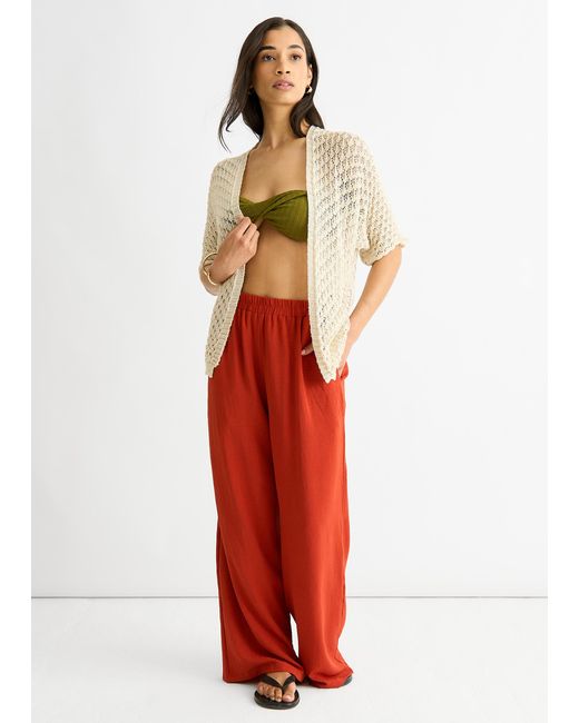 Gini London Red Edge To Crochet Cardigan