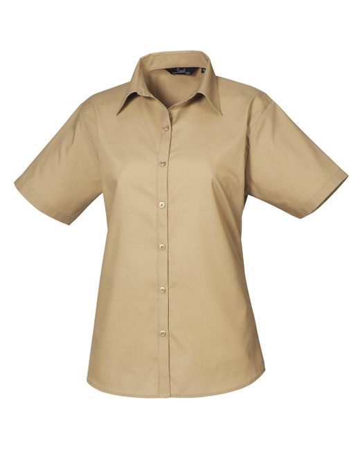 PREMIER Natural Damen Kurzarm Popeline Bluse Arbeitshemd