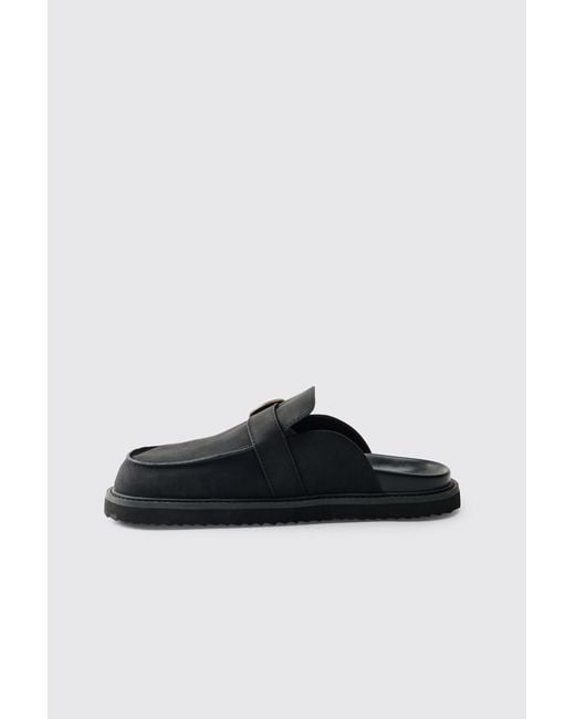 BoohooMAN Black Chunky Buckle Pu Mule for men