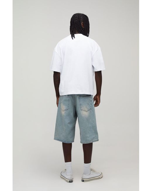 BoohooMAN White Oversized Boxy Floral Micro Print T-Shirt for men