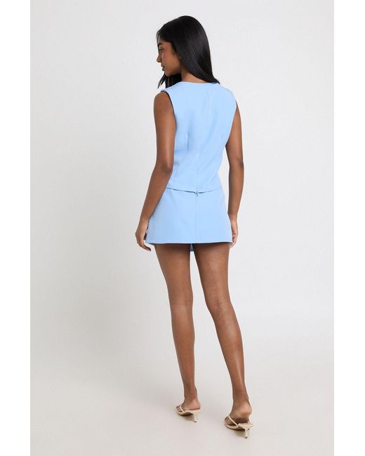 Boohoo Blue Scoop Neck Tailored Top & Mini Skirt Co-Ord