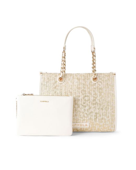 Carvela Kurt Geiger Natural Sorrento Midi Chain Tote Bag
