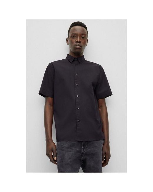 HUGO Black Ebor Regular Fit Short Sleeve Shirt for men