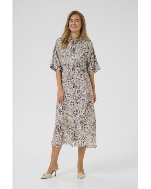 Kaffe Jurk Regular Fit Abstract Leopard Animal in het Multicolor