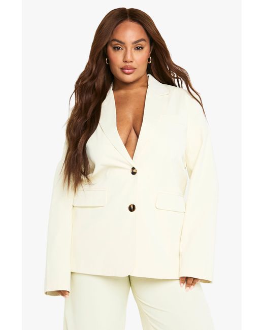 Boohoo Natural Plus Tailored Open Back Tie Detail Blazer