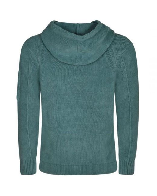 C P Company Green Chenille Shaded Spruce Cotton Pullover Hoodie for men