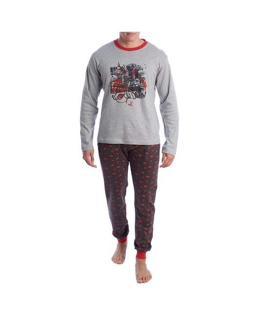Kisses&Love Gray Long-Sleeved Cotton Pajamas Klp4 for men