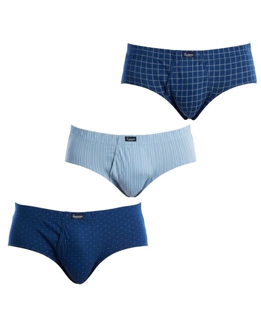 Abanderado Blue Pack Of 3 Essential Printed Briefs With Opening A0090 for men