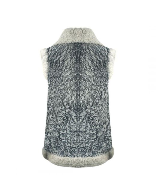 Parajumpers Gray Sax Shearling Nine Iron Leather Gilet